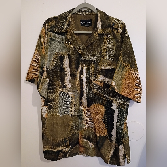 VTG Stardom Men's Patchwork Baggy Suit in Green and Brown Sz L - Picture 2 of 11